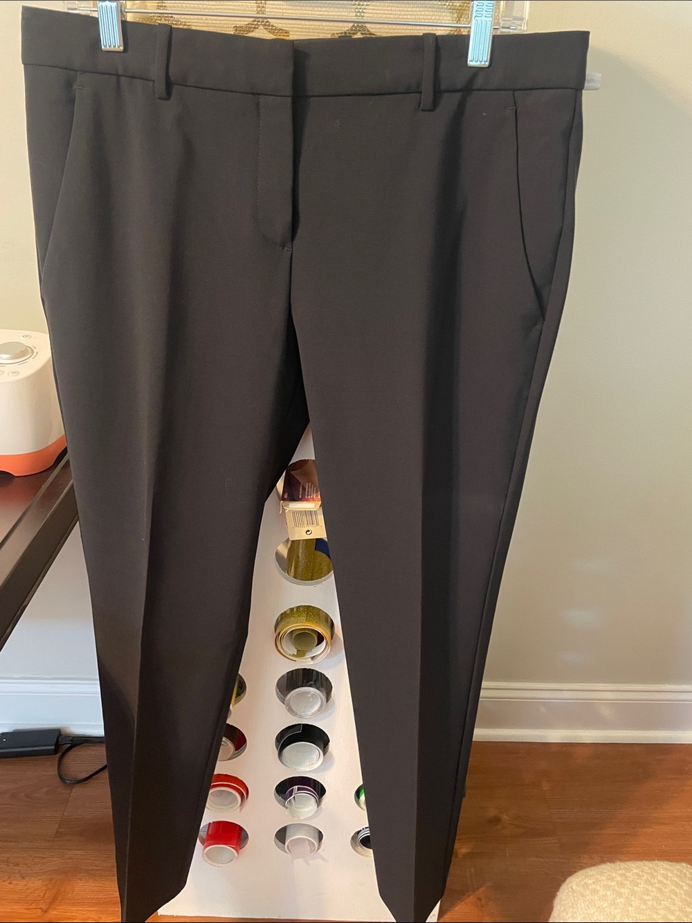 Theory Black Tailored Straight-Leg Trousers